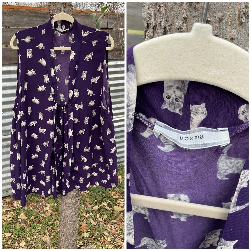 Poema Kitten Cat Print Tunic Top Size 4X